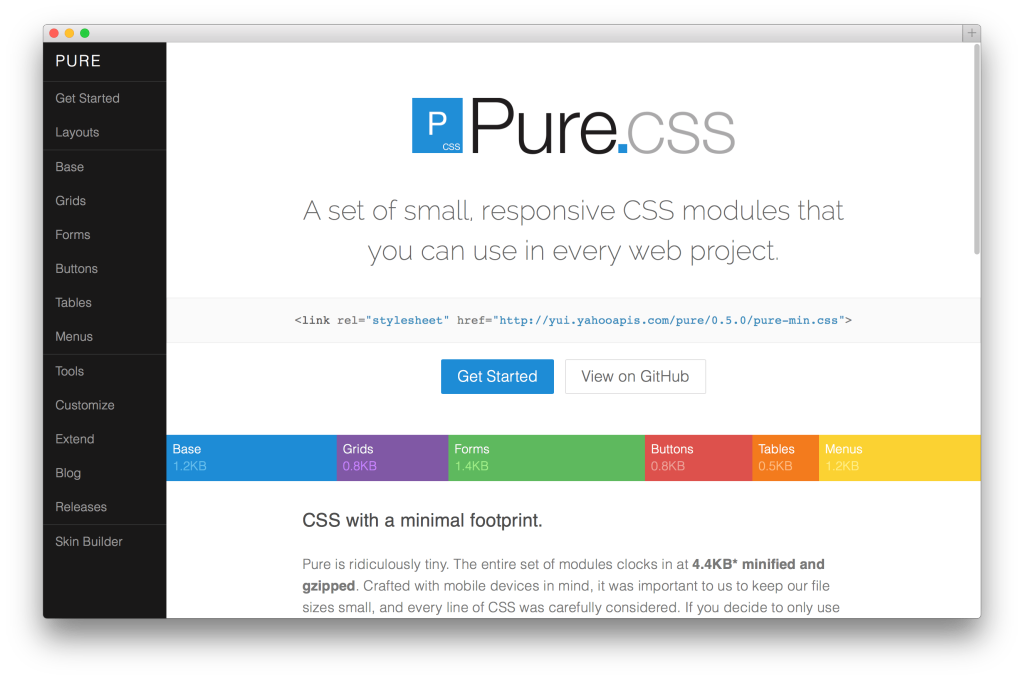 PureCSS - minimal Bootstrap alternative